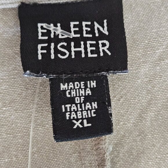 Eileen Fisher Washed Linen Tie Jacket Sz XL Beige Open Front Lagenlook Italian - Picture 5 of 10